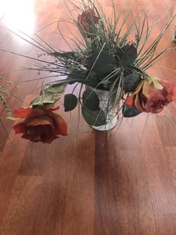 Silk Flowers with ceramic vase
