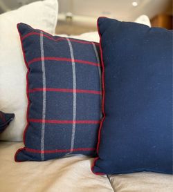 (1) Plaid Zippered Throw Pillow 18” ( Custom Made) - Red / Blue