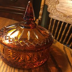 Amber Princess Candy Dish - Indiana Glass