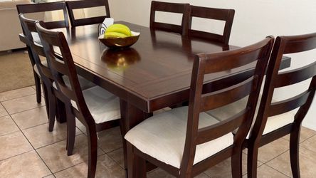 Dark Wood Dining Table with 8 chairs