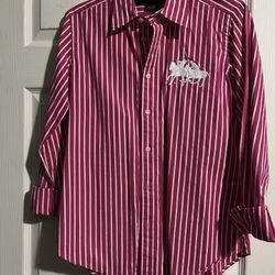 Ralph Lauren Sport Women’s Button Down Shirt Pink Stripes