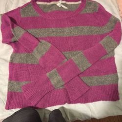 Aeropostale Grey And Purple Striped Shirt