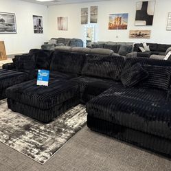 Black Corduroy Modular Sectional (FREE DELIVERY)