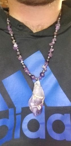 Custom big Amethyst necklace with toggle clasp