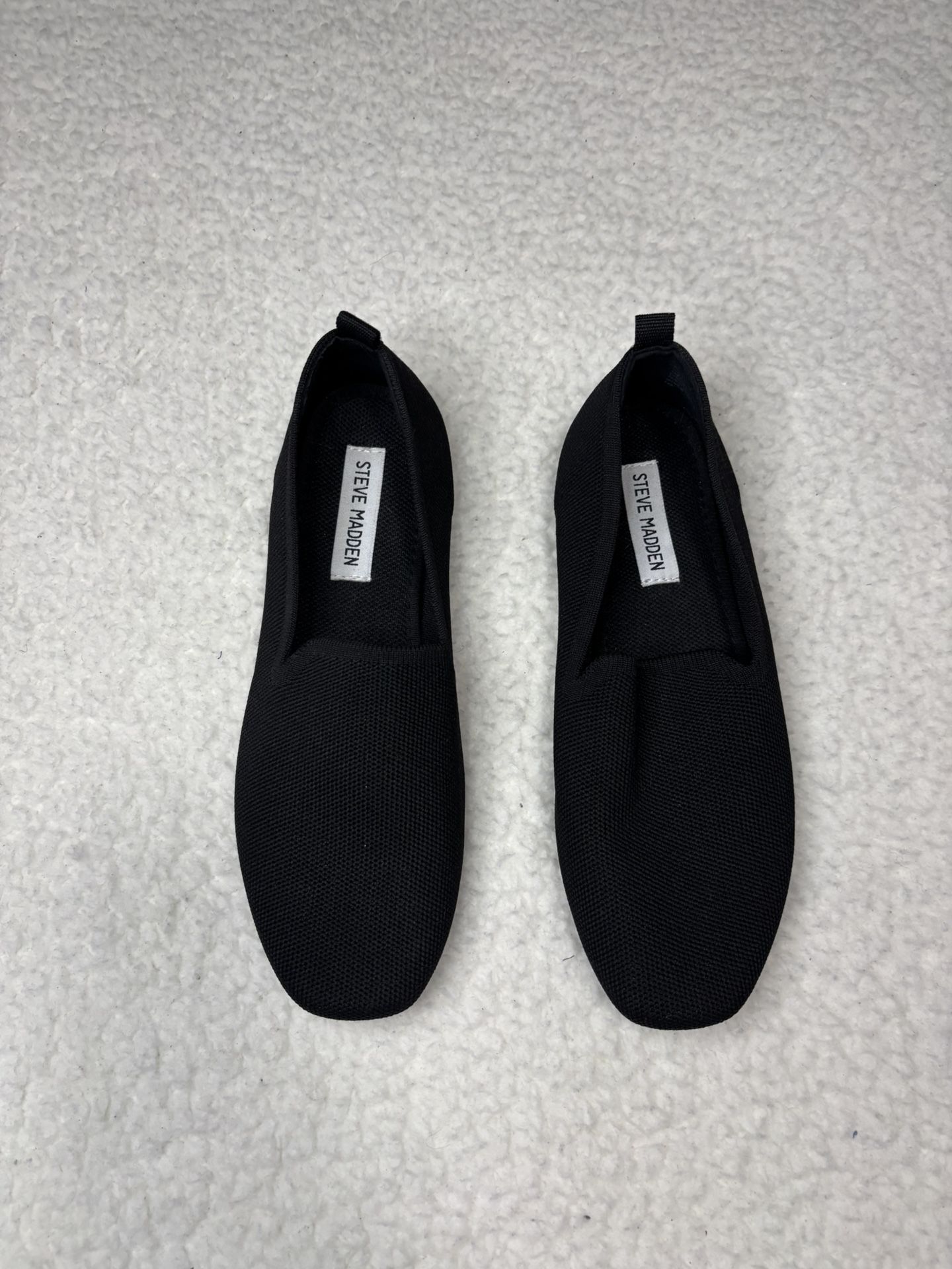 Steve Madden Women Black Sabin Knit Fabric Loafer Flats
