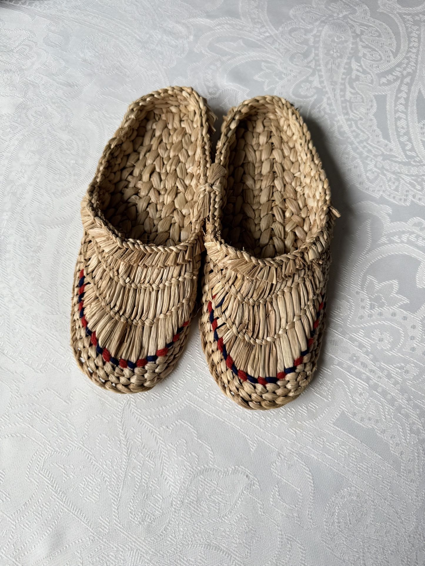Vintage Russian Braided Bast Shoes Lapti - Traditional Folk Footwear Collectible. Woven of wooden bast. Authentic, hand made. Crafted with attention t