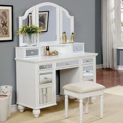 Brand New White Vanity + Stool