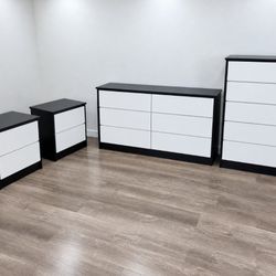 DRESSER, CHEST AND TWO NIGHSTANDS 