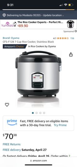 7 Cups Rice Cooker, Stainless Black