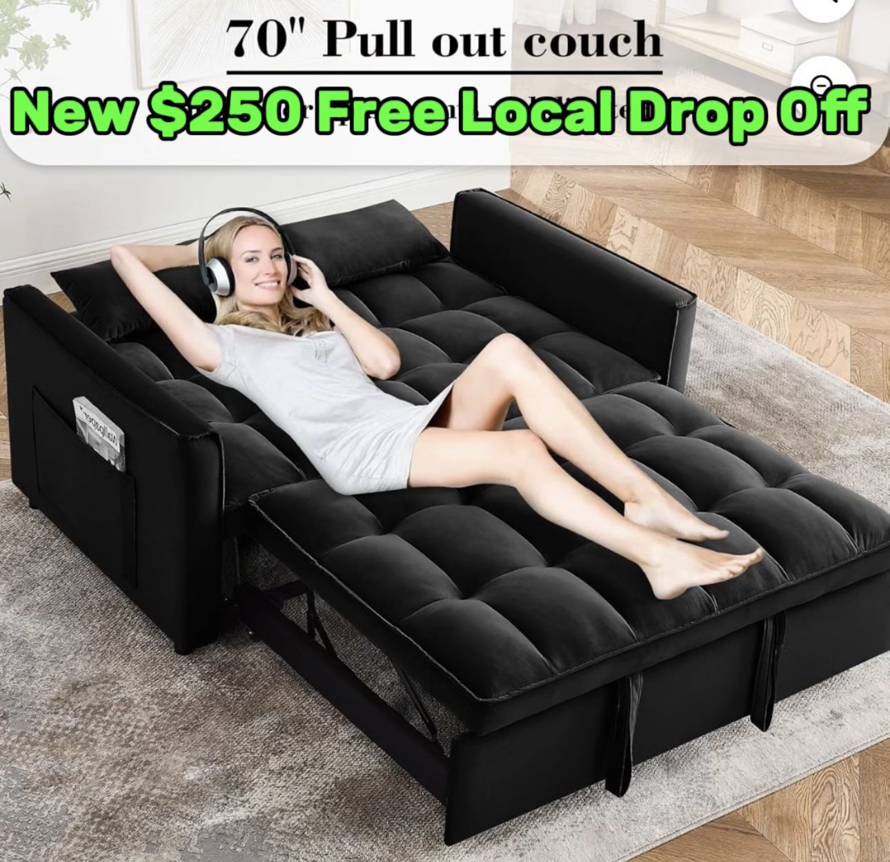 Black Sofa Bed Couch 🛋️ Brand New Sealed In Box 📦 Free Local Drop Off 