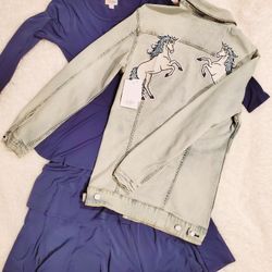 NWT Lularoe Jaxon Embroidered Unicorn Jacket