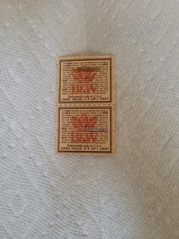 B&W Coupons From Cigarette Packs