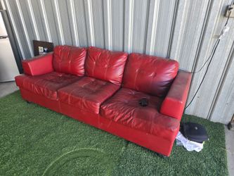 Red leather couch