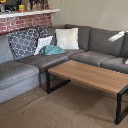 Large couch - 8.5’ x 8.5’ x 3’ - grey - removable covers for washing