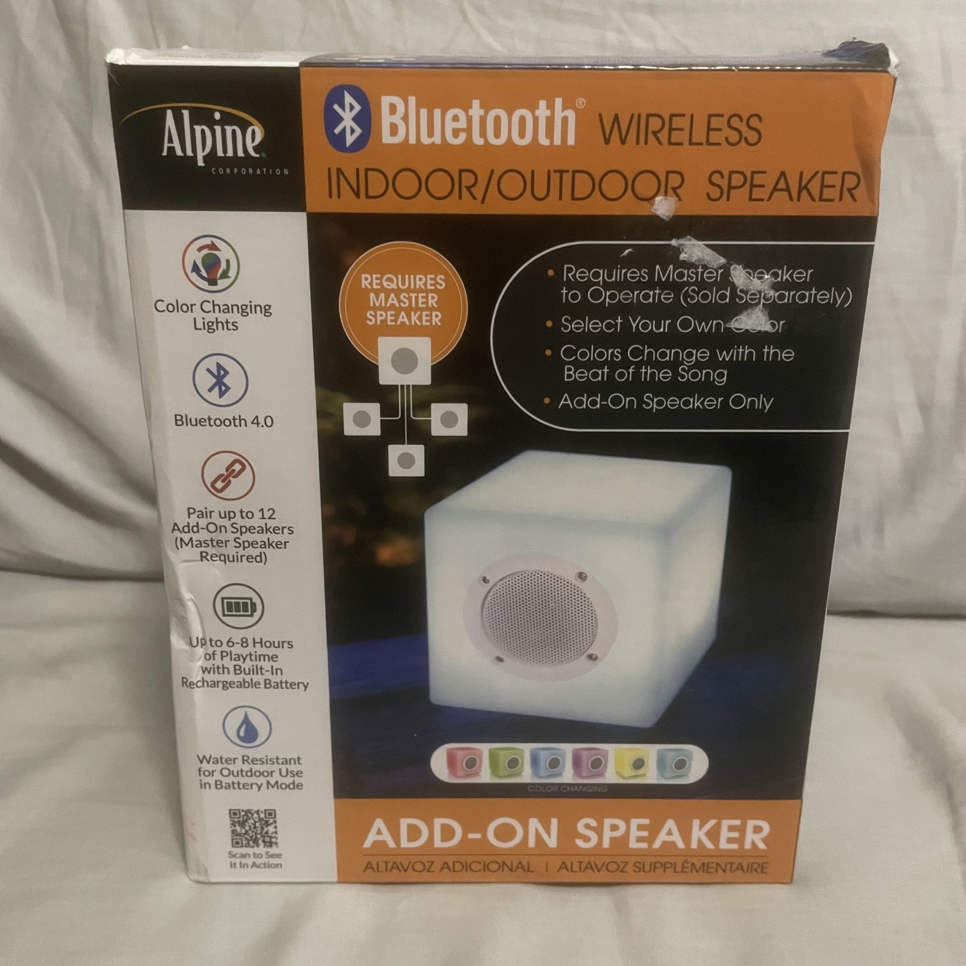 Alpine Corporation Add-On LED Bluetooth Speaker Portable Wireless Multi-Color