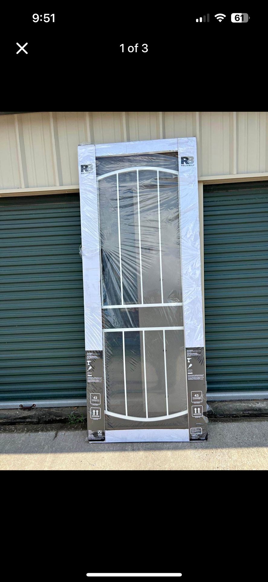 RELIABILT Gibraltar 36-in x 96-in White Steel Surface mount Right-hand outswing Security Door with B