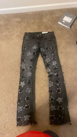 stacked demin star jean
