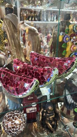 Red Mosaic Glass Decorative Bowl