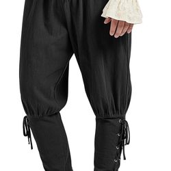 Medium Renaissance Costume Men's Pirate Pants Medieval Ren Faire Viking Colonial Navigator Halloween Ankle Banded