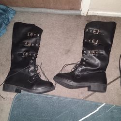 Dahongma fashion women's black boots Gothic style size 11