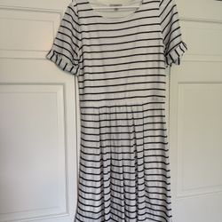 Blue and White Striped Cotton Dress