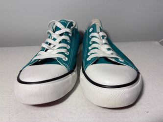 Teal Canvas Low-Top Sneakers