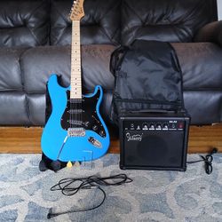 Glarry GST Electric Guitar w/20W Amplifier Sky Blue (Barely Used) 