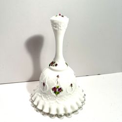 Fenton Bell White Floral Hand Painted & Artist Signed B Nash - Rare!