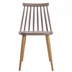 Modern Windsor Spindle Dining Chair, Grey w/ Wood Legs - New