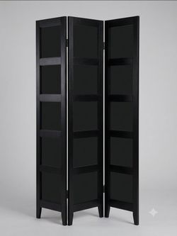 Black 3-Panel Wood Room Divider