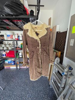 Brown Corduroy Coat with Sherpa Trim