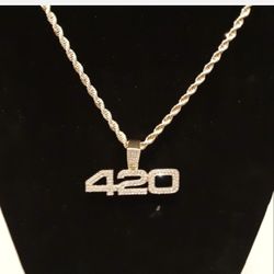 14K Gold Plated CZ Pendant With 24 Inch Chain