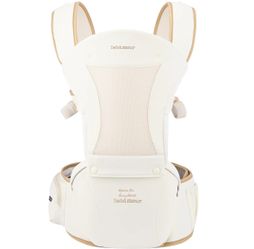 Bebamour Baby Carrier Newborn to Toddler-Baby Hip Carrier Front and Back Carry with Head Hood & 3 Pieces Teething Pads& Waist Extenders & Storage Bag