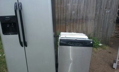 Stainless steel fridge and dishwasher
