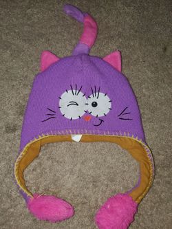 Kid's flipeez purple cat winter hat/beanie (as is)