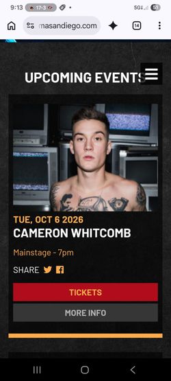 Cameron Whitcomb tickets