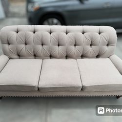 Arhaus $5k Tufted Chesterfield Cambridge Down filled beige sofa, delivery available 