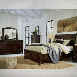 Nebraska Furniture Millennium Queen Sleigh Bed Set Burnished Brown