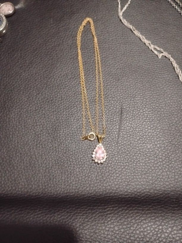 Pink Teardrop Pendant Necklace β Elegant & Classic