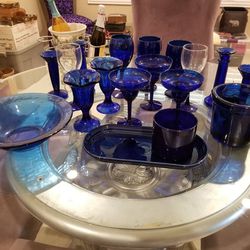Cobalt..Glasses, Candle Holders  & Other Items