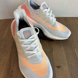 Adidas Womens UltraBoost 21 ‘White Acid Orange’ Sneakers
