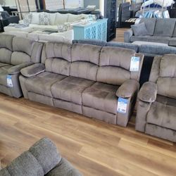 New Brown Reclining Sofa And Love Seat Couch Set 