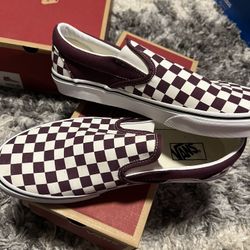 Classic slip Checkerboard Red Wine Vans