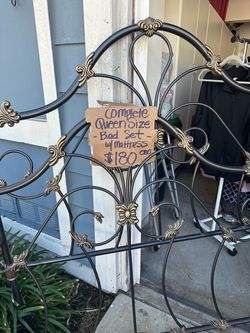 Queen Size Metal Bed Frame Headboard