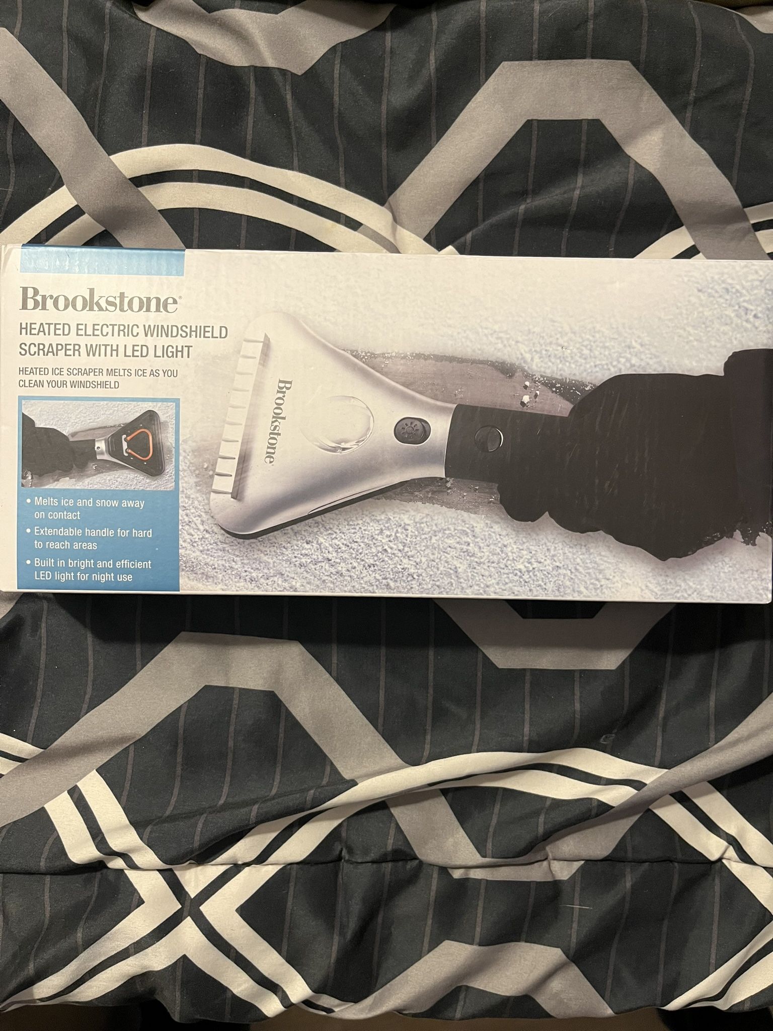 Brookstone Heated Electric Windshield Scraper with LED Light Snow Ice Melter