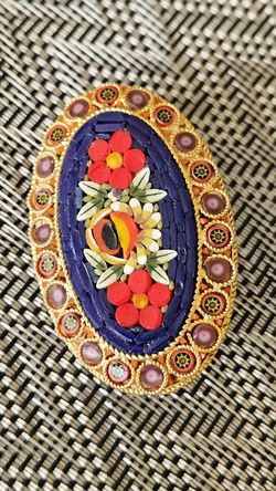 vintage Italian micro mosaic floral brooch