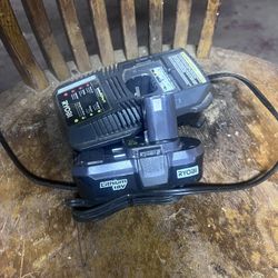 Ryobi 18V ONE+ Dual Chemistry IntelliPort Charger with a Ryobi 18V Lithium-Ion battery. 