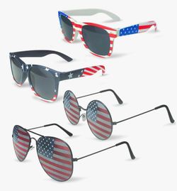 4th of July Accessories Glasses 4 Pairs Multicolor American Flag Sunglasses Party Favors USA Glasses Fourth of July Accessories for Women