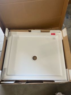 SlimLine 42 in.x 36 in. Single Threshold Alcove Shower Pan Base in White with Center Drain