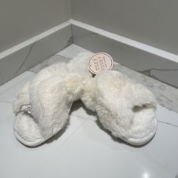 Fuzzy White Slippers
